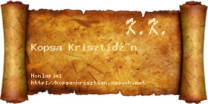 Kopsa Krisztián névjegykártya